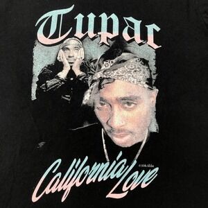 2Pac Tupac Shakur Shirt Mens Medium Black Pink Blue California Love Music Rapper